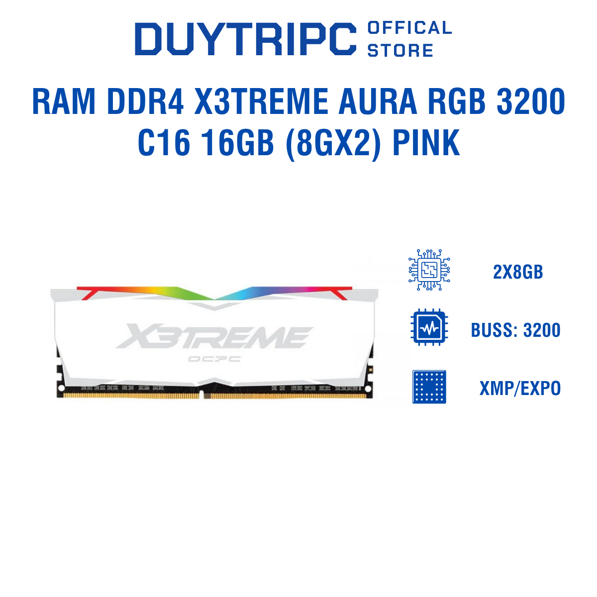 RAM DDR4 X3treme Aura RGB 3200 C16 16GB (8Gx2) Pink
